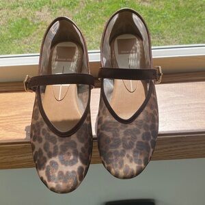 Dolce Vita Leopard Print Mary Jane Flats in Brown and Tan